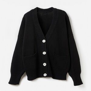 No86 Babaa Black Cotton Cardigan
